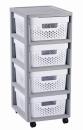 Curver Regál Infinity Dots 4x11L se zásuvkami bílošedý