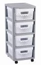 Curver Regál Infinity Dots 4x11L se zásuvkami bílošedý Curver Regál Infinity Dots 4x11L se zásuvkami bílošedý