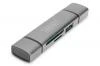 Digitus dvojitá čtečka karet OTG (USB-C + USB 3.0) 1x SD, 1x MicroSD, 1x USB 3.0, šedá Digitus dvojitá čtečka karet OTG (USB-C + USB 3.0) 1x SD, 1x MicroSD, 1x USB 3.0, šedá