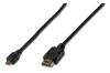 Digitus HDMI/D na HDMI/A připojovací kabel 2m, pozlacené kontakty Digitus HDMI/D na HDMI/A připojovací kabel 2m, pozlacené kontakty