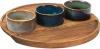 Excellent Houseware Servírovací misky na akátovém podnose sada 4 ks