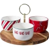 Excellent Houseware Servírovací sada vánoční kamenina 4 ks