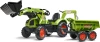 Falk šlapací traktor 2070W Claas backhoe s přední a zadní lžící a přívěsem