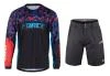 Force RECKLESS černo-červeno-modrý mtb dres + Force BLADE MTB černé cyklokraťasy