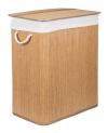 G21 Koš na prádlo 105 l s rozdělovačem, bambusový s bílým košem