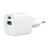 Gembird USB nabíječka, 2x port, 20W, rychlé nabíjení, bílá