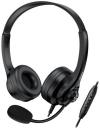 Genius HS-235U AI Headset, drátový, náhlavní, mikrofon, Copilot, ovládání hlasitosti, kabel 2,4m, USB, černý