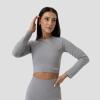 GymBeam Dámské tričko FLO Ribbed Crop Top Grey