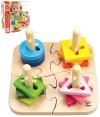 Hape DŘEVO Baby puzzle kreativní navlékací na tyčce (dřevěná hračka)