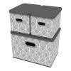 HomeLife Úložný box s víkem sada 3 ks - list šedo-bílá HomeLife Úložný box s víkem sada 3 ks - list šedo-bílá