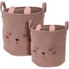 Homestyling Dětský úložný koš na prádlo i hračky válec sada 2 ks růžová