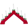 Homestyling Svícen dřevěný 7 LED 390 × 50 × 290 mm červená Homestyling Svícen dřevěný 7 LED 390 × 50 × 290 mm červená