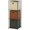 Homestyling Úložný regál 3 patra s boxy textilní 102 cm