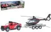 Kids globe Traffic auto terénní set s přívěsem a vrtulníkem PB kov