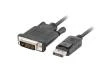 Lanberg Připojovací kabel DisplayPort 1.2 na DVI-D (24+1), M/M, délka 1,8m, dual link, černý Lanberg Připojovací kabel DisplayPort 1.2 na DVI-D (24+1), M/M, délka 1,8m, dual link, černý