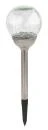 Mat Lampa solární KOULE 12cm, v.42,5cm, 2LED, nerez/sklo/PH čirá
