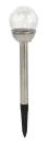 Mat Lampa solární KOULE 7,8cm, v.38cm, 1LED, čirá, nerez/sklo/PH