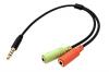 Redukce pro sluchátka a mikrofon 4pólový jack3,5 M-2xjack 3,5F, kabel 25 cm