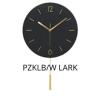PLATINET NÁSTĚNNÉ KULATÉ HODINY LARK BLACK, tichý mechanismus, stylové kyvadlo