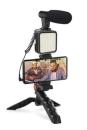 PLATINET Omega VLOG 4 V 1 SADA ( MIKROFON SVĚTLO DRŽÁK TELEFONU NA STATIVU) + 3,5 JACK NA USB C ADAPTÉR