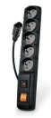 PremiumCord Acar F5 IEC 3m kabel, 5 zásuvek, přepěťová ochrana, C14 do UPS, černý