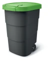 Prosperplast Wheeler 95 l antracitová popelnice se zeleným víkem