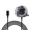 Puluz Klopový jack mikrofon s klipem 1,5m USB-C PU425