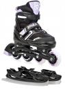 Raven Helixi Black/Violet dětské kolečkové brusle 2v1 - svítící kola LED POUZE EU 38-42, pánský (hokejový) (VÝPRODEJ)