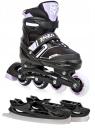Raven Helixi Black/Violet dětské kolečkové brusle 2v1 - svítící kola LED