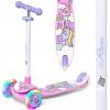 Raven Laviana Unicorn s LED koly lila/pink dětská tříkolová koloběžka