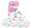 Raven Loret Glitter White/Mint/Pink dětské kolečkové brusle - LED kolečka