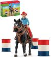 Schleich Kovbojský závod kolem barelů set figurka s koněm a doplňky plast Schleich Kovbojský závod kolem barelů set figurka s koněm a doplňky plast