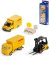Siku Logistický set 2 vozidla DHL s vysokozdvižným vozíkem a doplňky kov 6335 Siku Logistický set 2 vozidla DHL s vysokozdvižným vozíkem a doplňky kov 6335