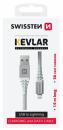 SWISSTEN DATOVÝ KABEL KEVLAR USB / LIGHTNING 1,5 M BÍLÝ