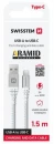 Swissten DATOVÝ KABEL KEVLAR USB / USB-C 1,5 M BÍLÝ