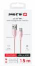 SWISSTEN DATOVÝ KABEL TEXTILE II USB / USB-C 1,5 M RŮŽOVÝ