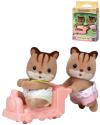 Sylvanian Families Oříškové veverky dvojčata herní set 2 figurky + mašinka Sylvanian Families Oříškové veverky dvojčata herní set 2 figurky + mašinka