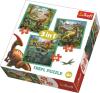 Trefl PUZZLE 3v1 Svět dinosaurů 20x20cm skládačka 106 dílků Trefl PUZZLE 3v1 Svět dinosaurů 20x20cm skládačka 106 dílků