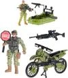 Voják kloubový stojící 10cm s motocyklem / člunem a zbraní 2 druhy plast Voják kloubový stojící 10cm s motocyklem / člunem a zbraní 2 druhy plast