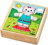 Woody DŘEVO Baby puzzle šatní skříň kočička 18 dílků (dřevěná hračka)