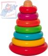 Woody DŘEVO Baby pyramida skládací barevná káča (dřevěná hračka)