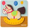 Woody DŘEVO Baby vkládací puzzle koník skládačka 5 dílků na desce