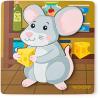 Woody DŘEVO Baby vkládací puzzle myška skládačka 5 dílků na desce