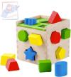 Woody DŘEVO Krabička vkládací kostka s barevnými tvary (dřevěná hračka)