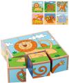 Woody DŘEVO Kubus Exotická zvířata obrázkové kostky set 9ks v krabici