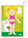 Woody DŘEVO Puzzle holka naučná skládačka set 13 dílků s podložkou