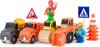 Woody DŘEVO Stavební stroje set 4 autíčka se 2 figurkami doplněk k vláčkodráze