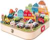 Woody DŘEVO Vláčkodráha Město v rozkládacím kufříku s auty a domy