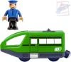 Woody Mašinka elektrická zelená na baterie set s panáčkem doplněk k vláčkodráze
