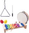 Woody Set muzikální 5ks xylofon traingl tamburina maracas (hudební nástroje)